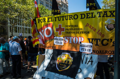 Barcelona taxi protests, 310728 -editorial